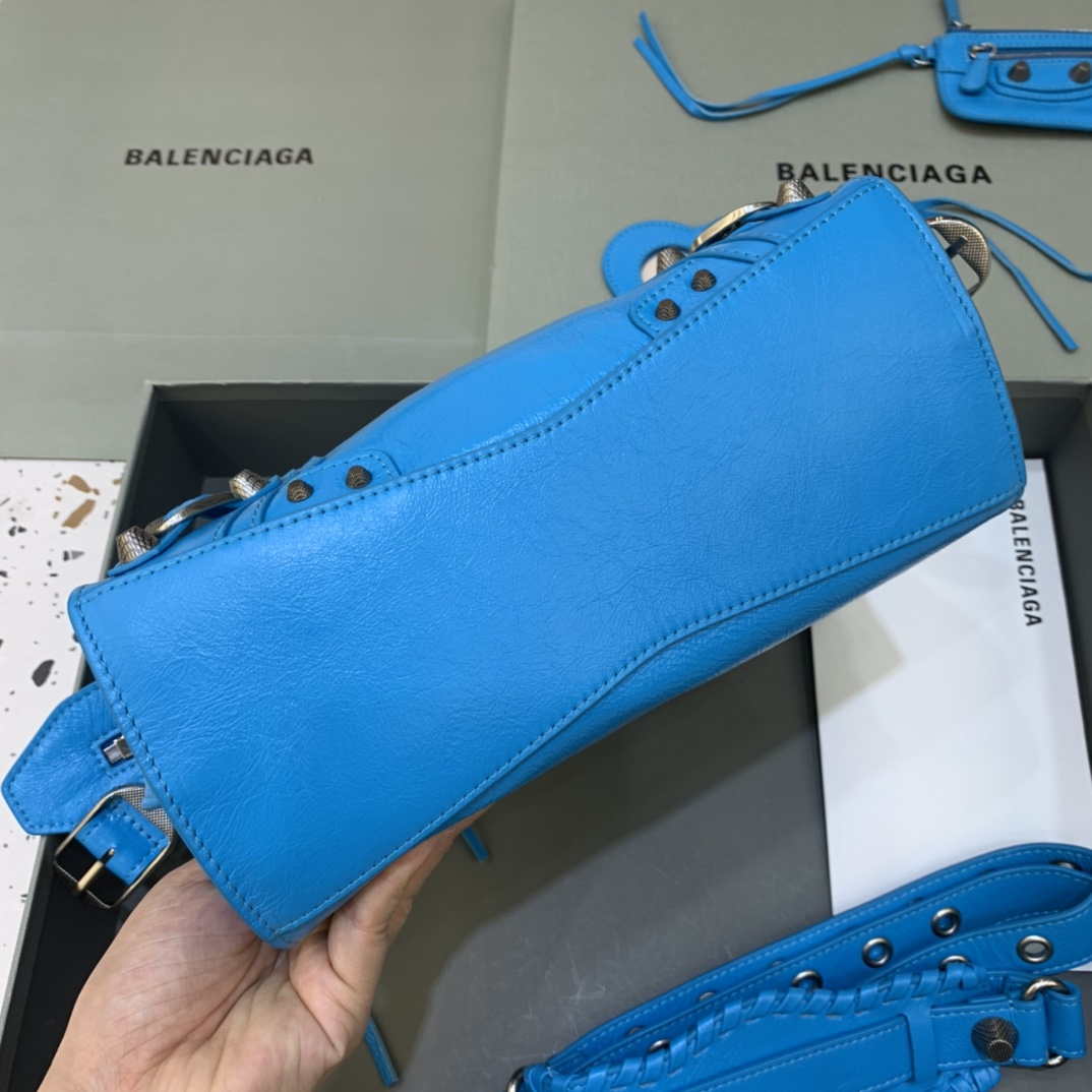 Balenciaga 700940210B Neo Cagole City Handbag in Sky blue Arena Lambskin Easybags13827